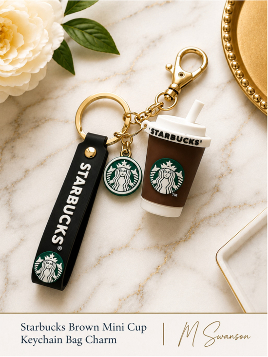 Starbucks Accessories - NEW Starbucks Mini Cold Cup Wristlet Keychain Bag Charm – Brown and Gold